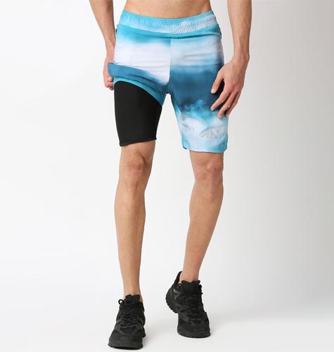 Men Ombre Printed Slim Fit Rapid-Dry Training or Gym Sports Shorts